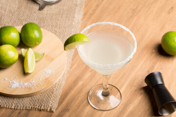 Classic Margarita cocktail fresh tequila, lime and orange liqueur
