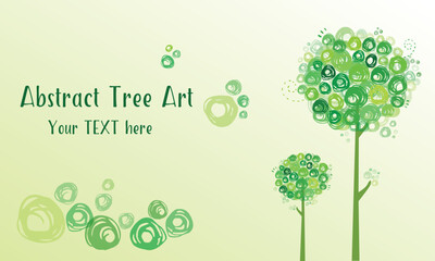 Abstract tree art happy green playful bubble card template
