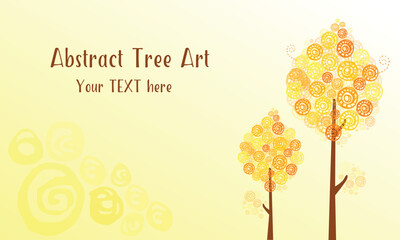 Abstract tree art orange wheel fun card template