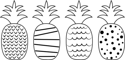 Pineapples coloring doodle graphic abstract ornament vector illustration