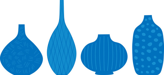 Collection Vase with abstract ornament vector illustration