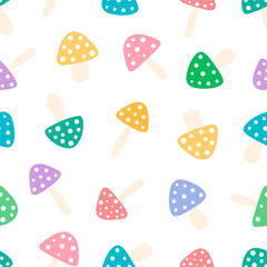 Seamless pattern colorful mushrooms vector illustration