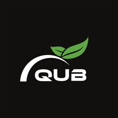 Fototapeta premium QUB letter nature logo design on black background. QUB creative initials letter leaf logo concept. QUB letter design.