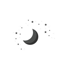Fototapeta na wymiar Moon and stars icon isolated. Flat design. Moon and star Icon isolated on white Background. Night symbol for your web site design, logo. Flat design. filled black symbol. Vector EPS 10.