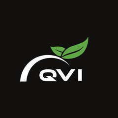 QVI letter nature logo design on black background. QVI creative initials letter leaf logo concept. QVI letter design.
