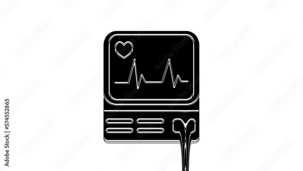 Poster black computer monitor with cardiogram icon isolated on white background. monitoring icon. ecg monit