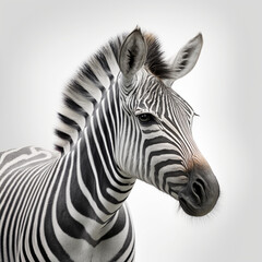 Fototapeta na wymiar Zebra portrait on white background