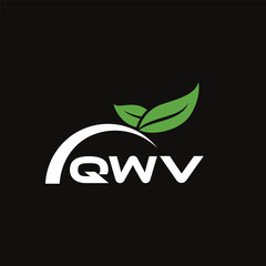 QWV letter nature logo design on black background. QWV creative initials letter leaf logo concept. QWV letter design.