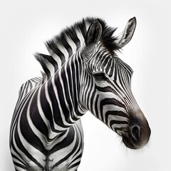 Fototapeta na wymiar Zebra portrait on white background