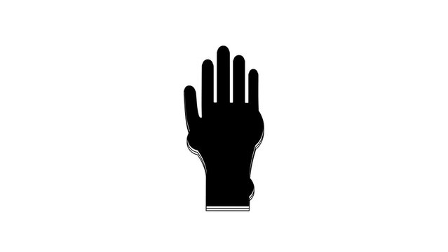 Black Hand with psoriasis or eczema icon isolated on white background. Concept of human skin response to allergen or chronic body problem. 4K Video motion graphic animation