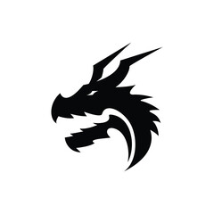 Dragon symbol logo, black and white
