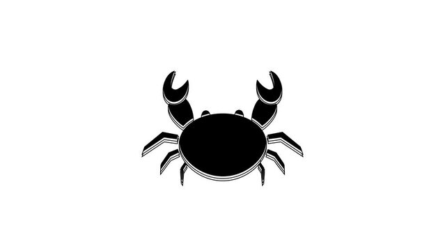 Black Crab icon isolated on white background. 4K Video motion graphic animation