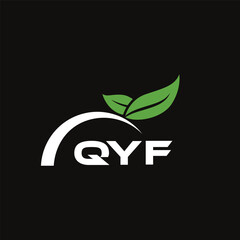 QYF letter nature logo design on black background. QYF creative initials letter leaf logo concept. QYF letter design.
