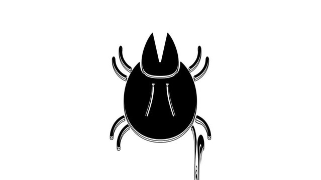 Black Parasite mite icon isolated on white background. 4K Video motion graphic animation