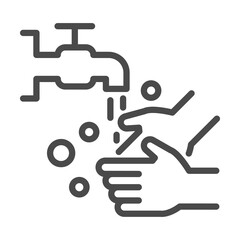 hand washing  with fresh water, simple thin line icon