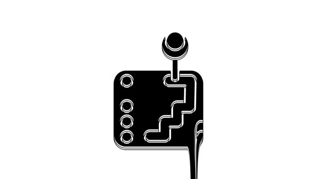 Black Gear shifter icon isolated on white background. Transmission icon. 4K Video motion graphic animation