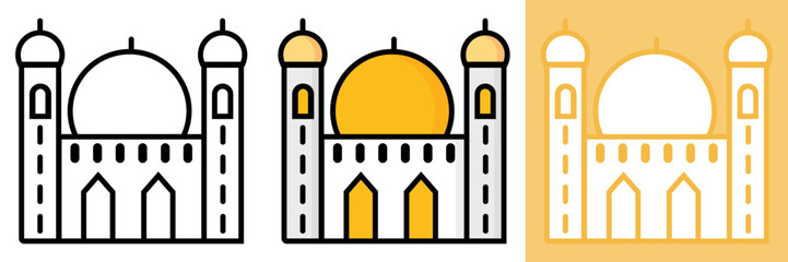 Mosque Icon Set - Vector Illustration Collection of Islamic Architecture Symbols