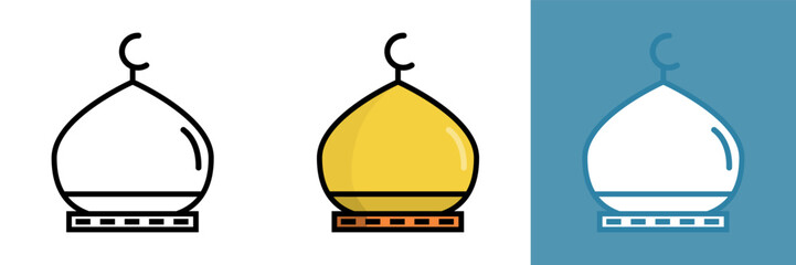 Prayer Rug Icon Set - Vector Illustration Collection of Islamic Worship Symbols