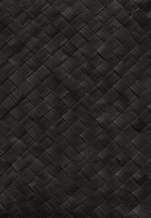 Black woven bamboo mat texture. Vertical background