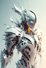 Fantasy white android humanoid body. Created with Generative AI technology.