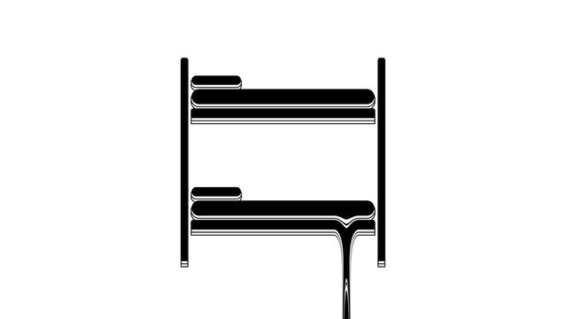 Black Bunk bed icon isolated on white background. 4K Video motion graphic animation