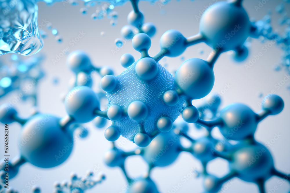 Aufkleber blue molecule structure macro. created with generative ai technology.