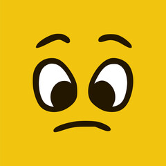 Sad Face. Cartoon face expressions. Doodle characters mouth and eyes illustration.