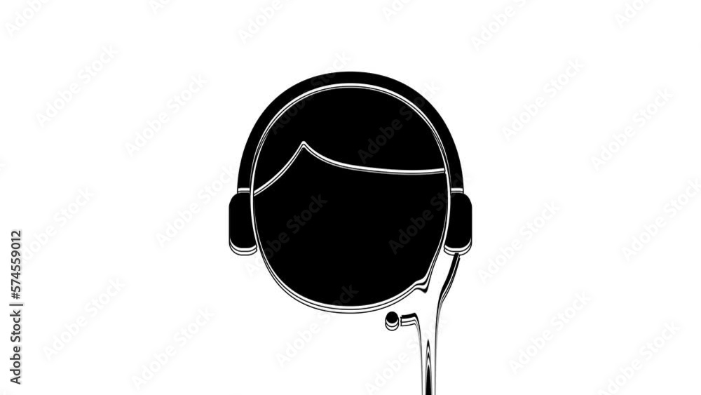 Poster black man with a headset icon isolated on white background. support operator in touch. concept for c