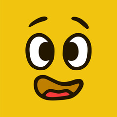 Upset face. Cartoon face expressions. Doodle characters mouth and eyes illustration.