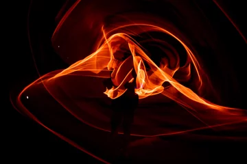Peel and stick wallpaper Fractal waves fire in the dark