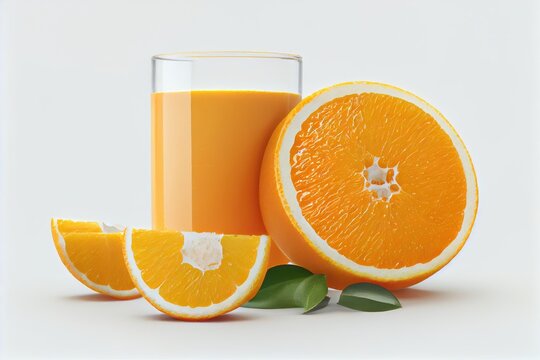 Orange juice isolated on white background. generative Ai