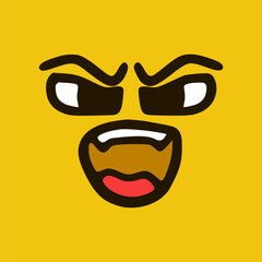 Angry face. Cartoon face expressions. Doodle characters mouth and eyes illustration.
