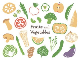 illustration set of fruits and vegetables