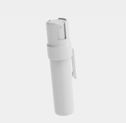 Spray bottle mockup. Aerosol can, cylinder deodorant. Metallic tube with plastic cap. 3d illustration