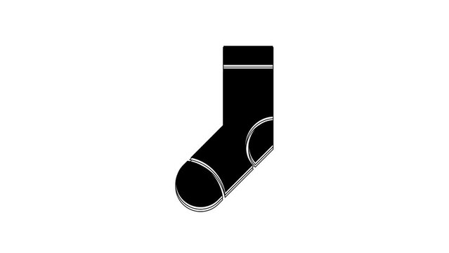 Black Socks icon isolated on white background. 4K Video motion graphic animation