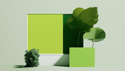 green abstract with plants