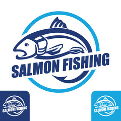 Obraz premium Salmon Fishing Logo. Simple Salmon Fishing Logo Silhouette