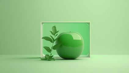 green abstract with plants with apple