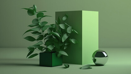 green abstract with plants