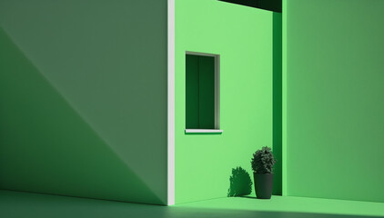 green window in the light