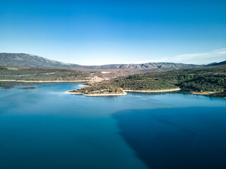 Lake of Sainte-Croix (Lac de Sainte-Croix, Gorges du Verdon) in the Provence-Alpes-Côte d'Azur region, France