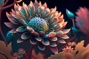 Gorgeous fantasy flower style unique flowers.Generative AI