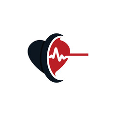 Creative Love Logo With Cardiogram Line for Cardiology, Creative Heart Logo With EKG Line for Cardiology