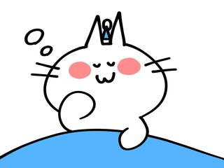 就寝前のおやすみにゃんこのイラスト素材