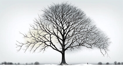 silhouette of a tree in winter