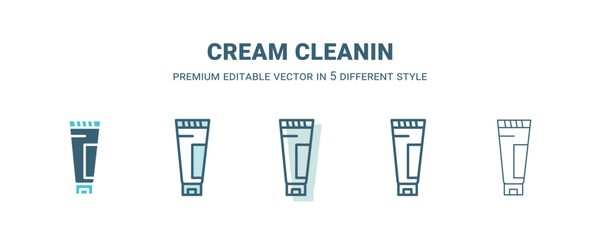 cream cleanin icon in 5 different style. Outline, filled, two color, thin cream cleanin icon isolated on white background. Editable vector can be used web and mobile