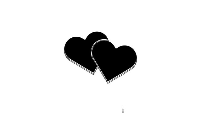 Black Heart icon isolated on white background. Romantic symbol linked, join, passion and wedding. Valentine day symbol. 4K Video motion graphic animation