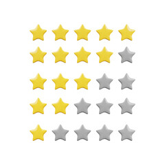 5 star rating icon. 3D Render
