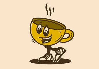 Mascot character of happy coffee cup