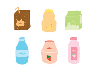 Vector Hand-drawn Cute Milk Cartoon Illustration